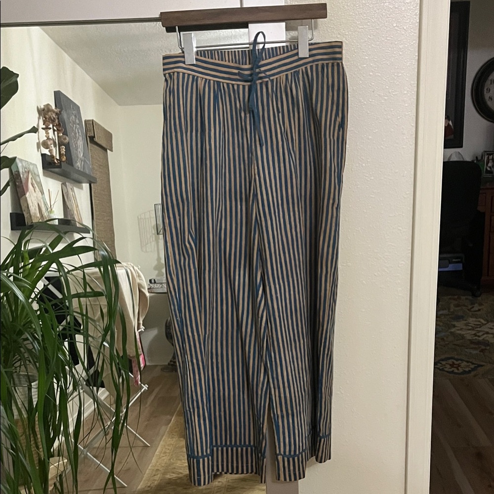 Gudrun Sjoden Striped Ankle Pants in Blue and Tan
